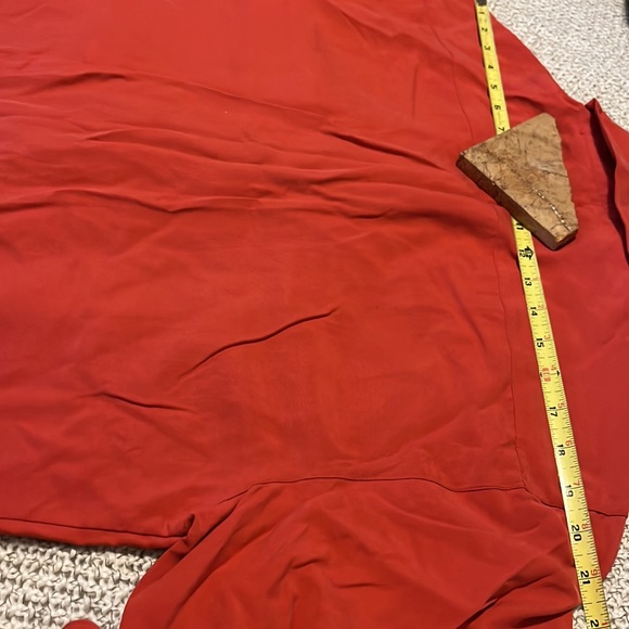 EDWARD Long Sleeve Orange Silk Long Sleeve Button Down Blouse Sz L - Picture 9 of 9